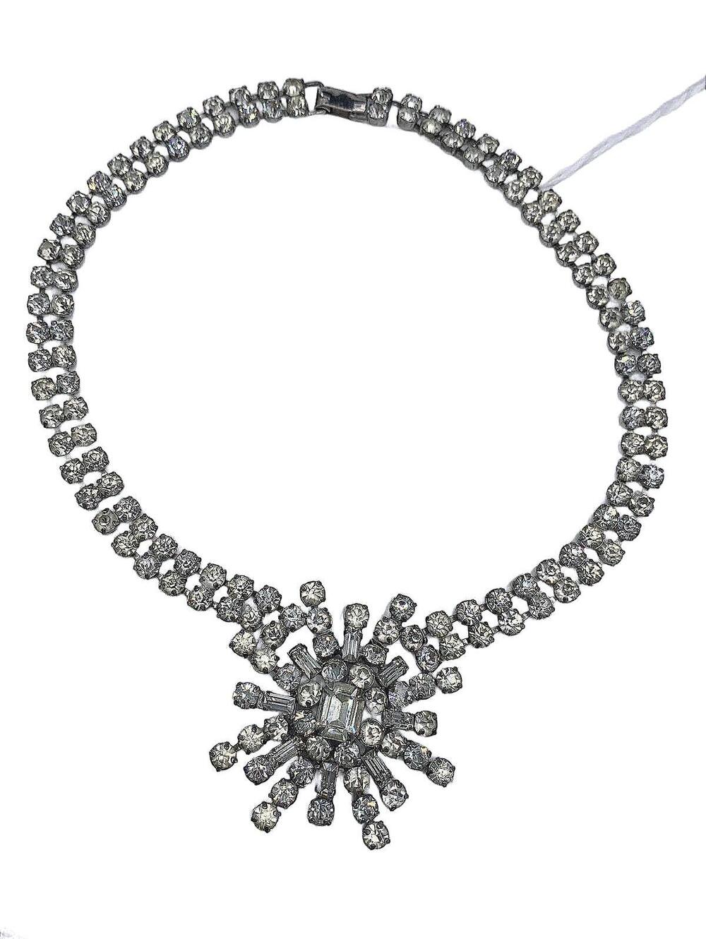 Jay Flex Sterling Silver Rhinestone Starburst Necklace